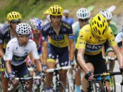 Alberto Contador moest de grote tegenstander van Christopher Froome worden. Uiteindelijk liet de Spanjaard het afweten en nam de jonge Colombiaan Nairo Quintana zijn rol over. De renner van Movistar wist beslag te leggen op de tweede plaats en veroverde ook nog de bolletjestrui. (c) CyclingNews.com